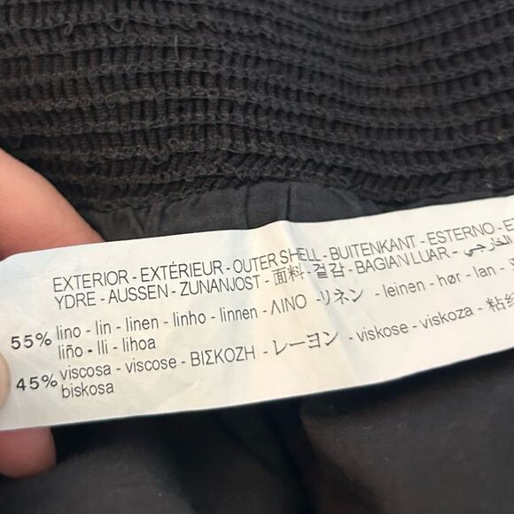 Zara Black Linen Blend Cropped Smocked Tank Top Shirt Size XS - Picture 5 of 5